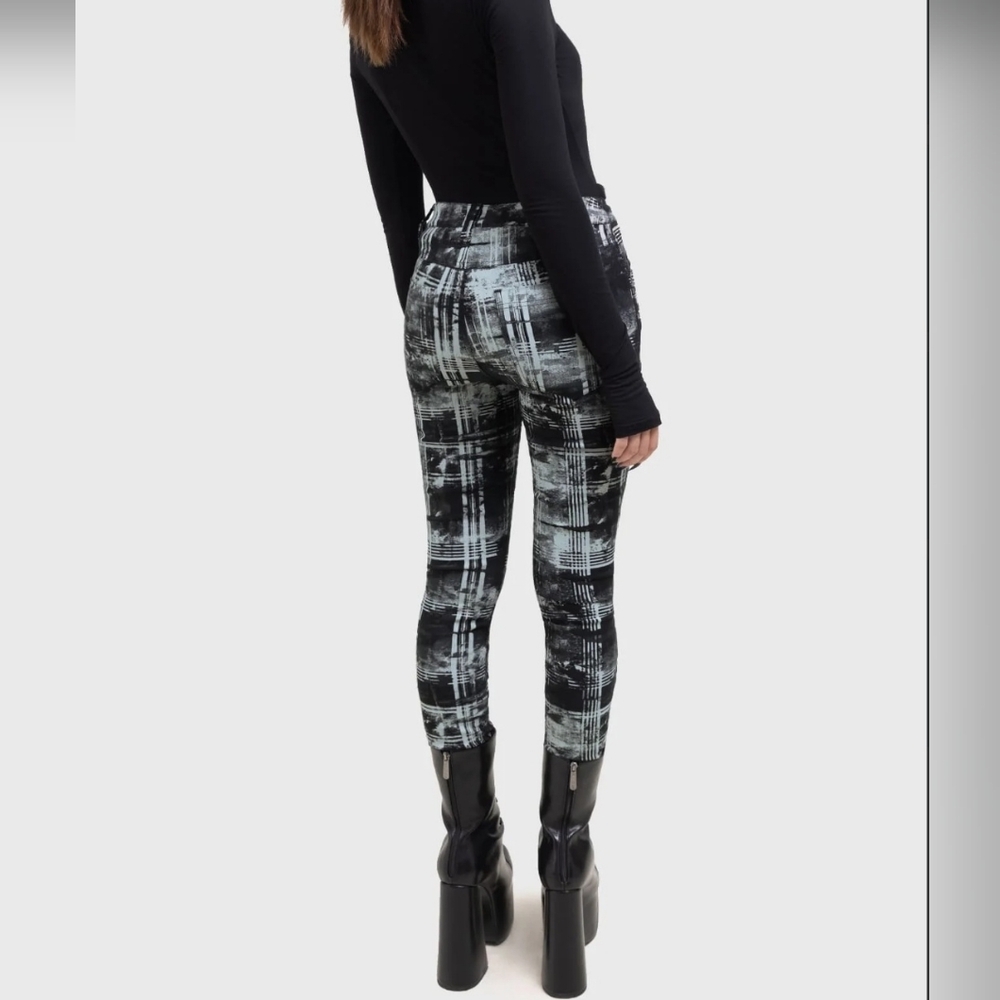 Killstar Black and Green Plaid Skinny Pants Size S and M - Picture 3 of 9